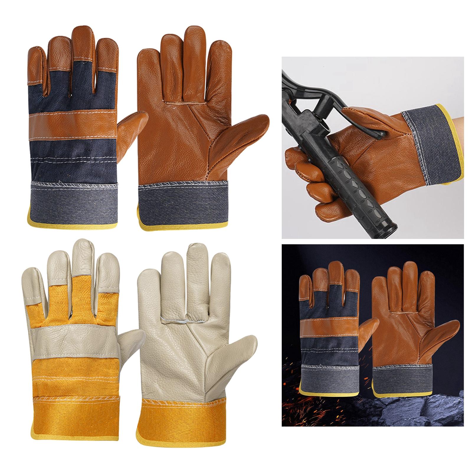 Welding Work Gloves Protection Gloves Fire Resistant for Welding Brown