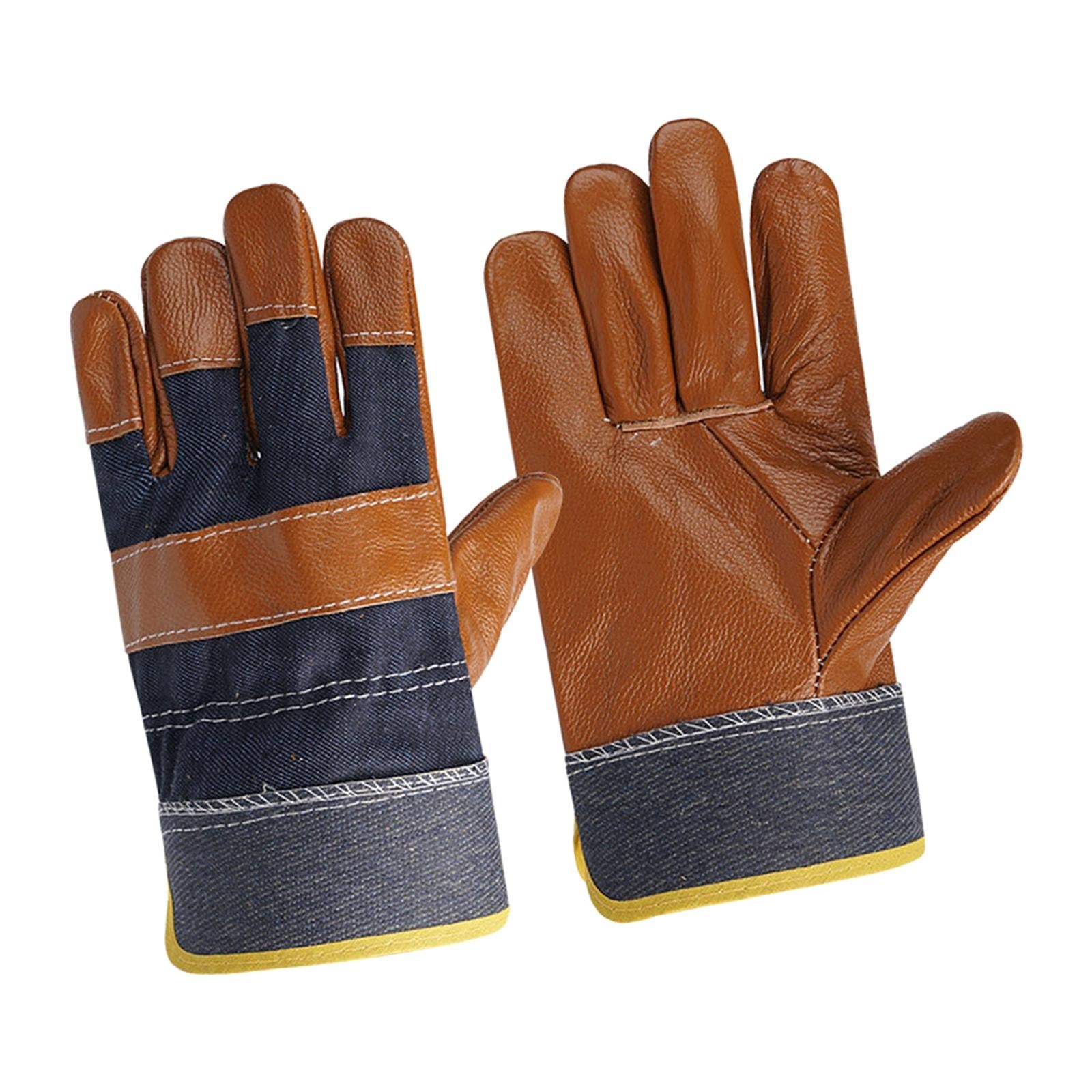 Welding Work Gloves Protection Gloves Fire Resistant for Welding Brown