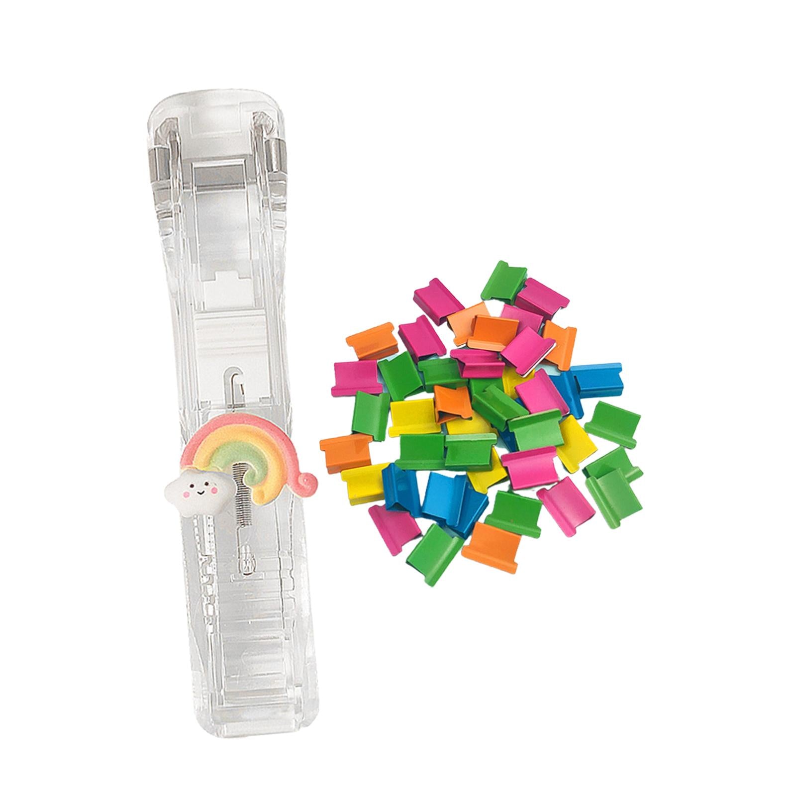 Mini Stapler Classroom Small Stapler Set Fixing Stationery Rainbow