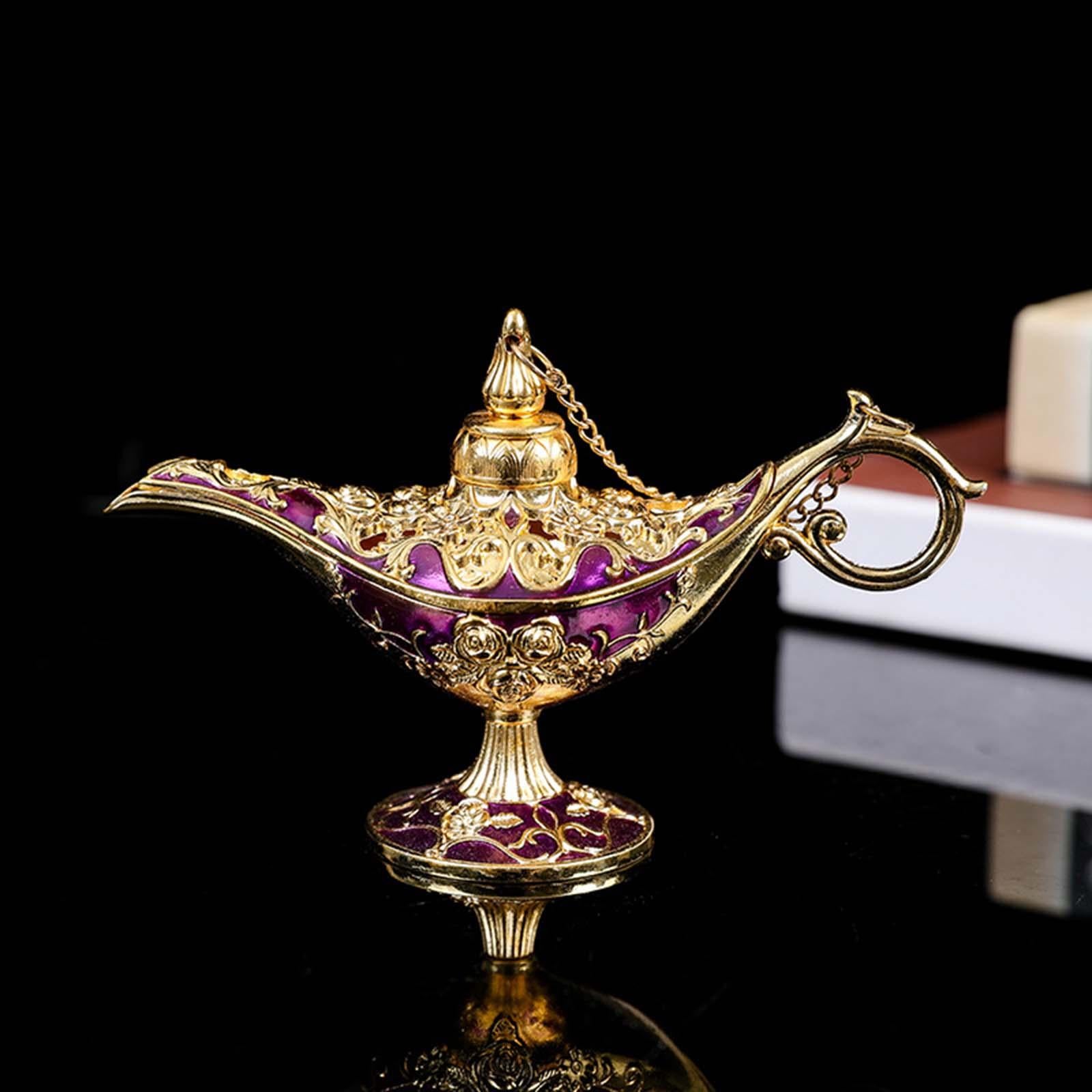 Retro Style Wishing Oil Lamp Pot Arts Crafts for Party Wedding Decoration Purple