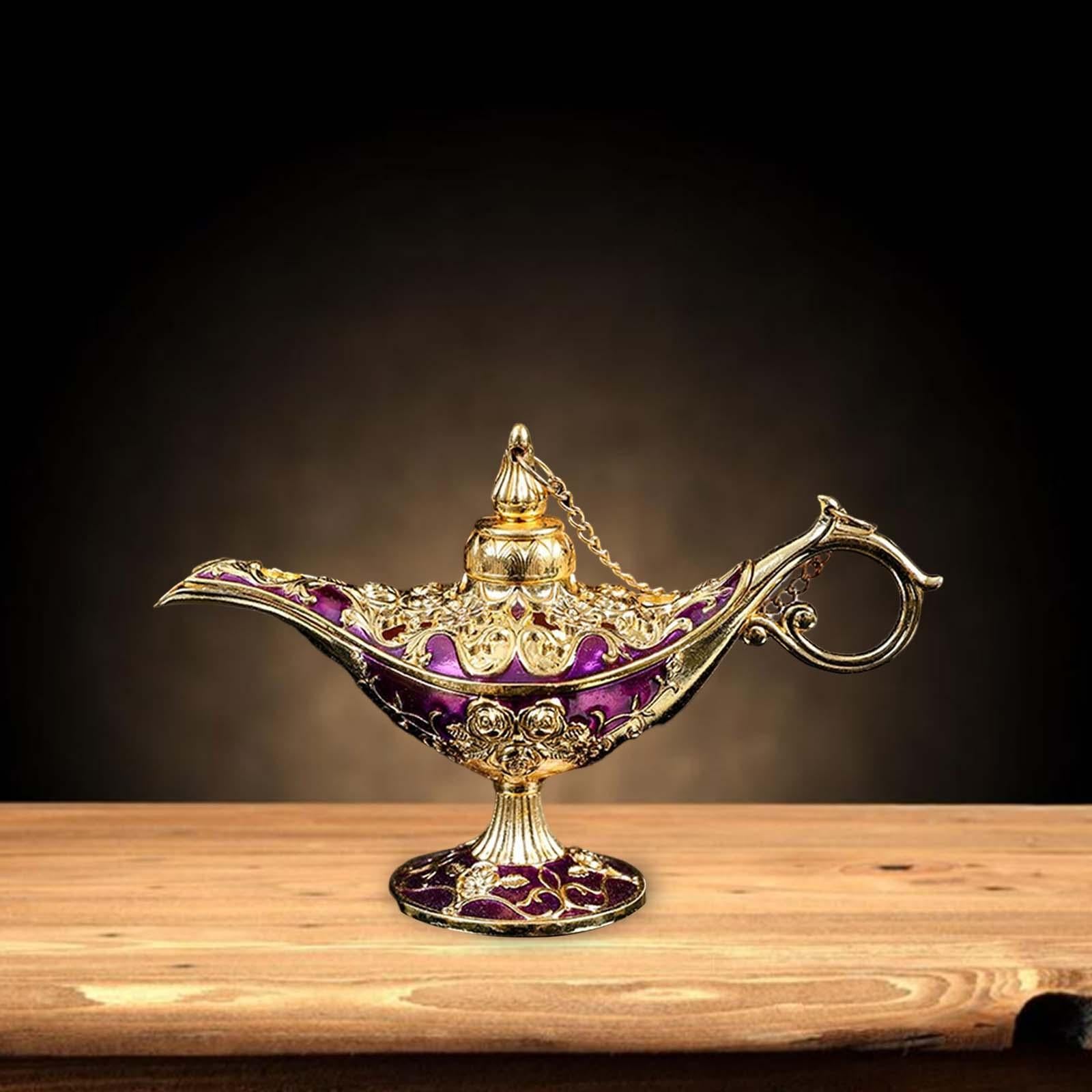 Retro Style Wishing Oil Lamp Pot Arts Crafts for Party Wedding Decoration Purple