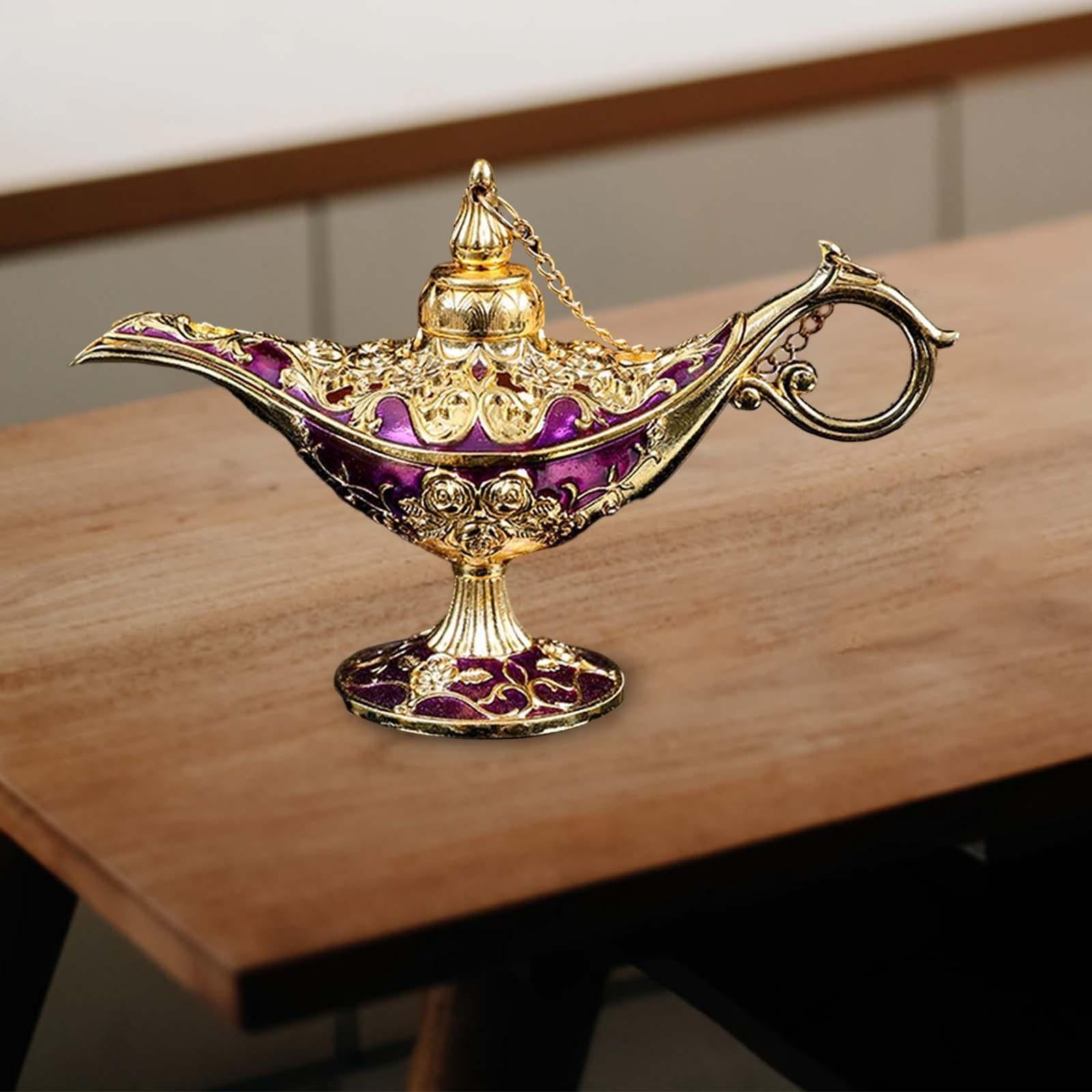 Retro Style Wishing Oil Lamp Pot Arts Crafts for Party Wedding Decoration Purple