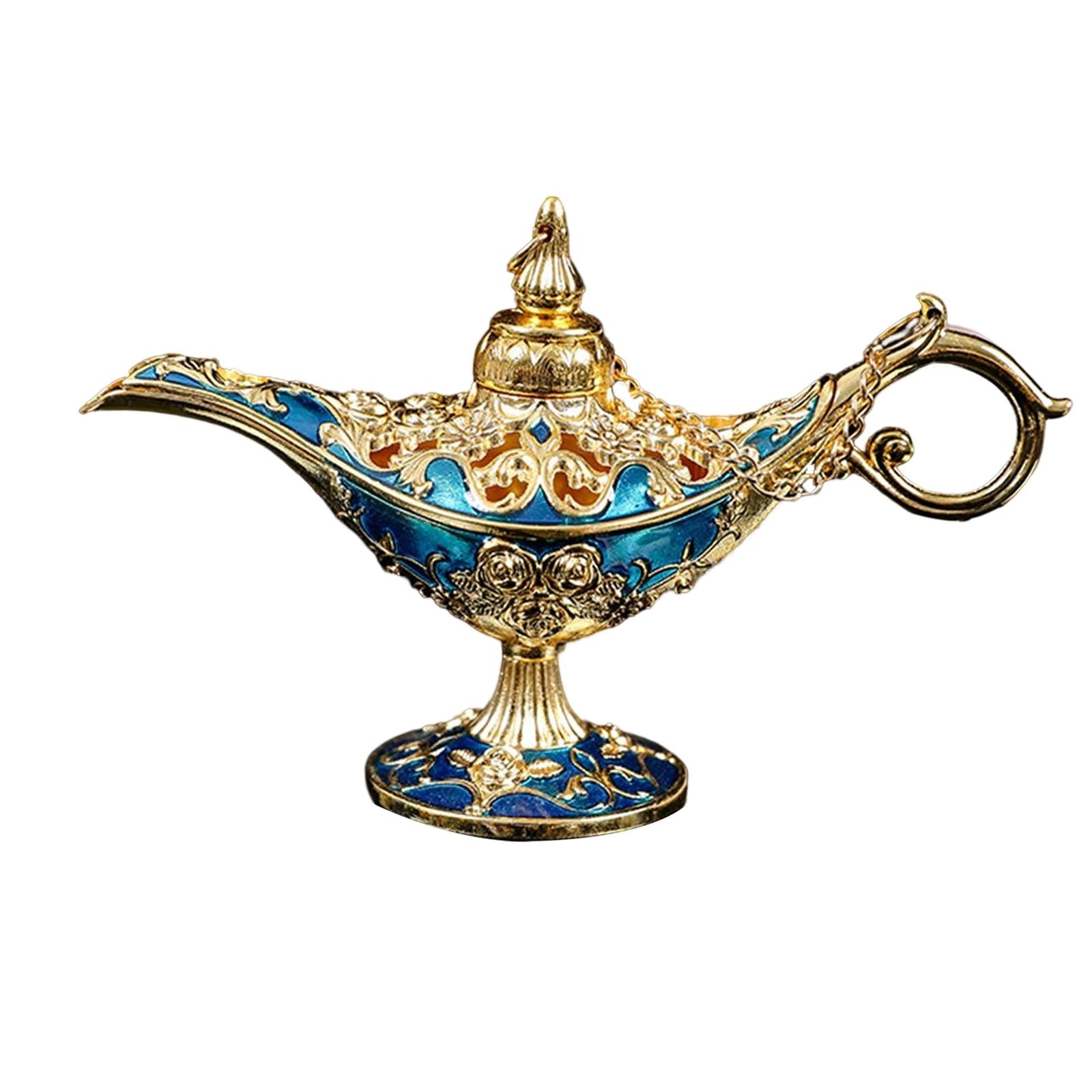Retro Style Wishing Oil Lamp Pot Arts Crafts for Party Wedding Decoration Blue