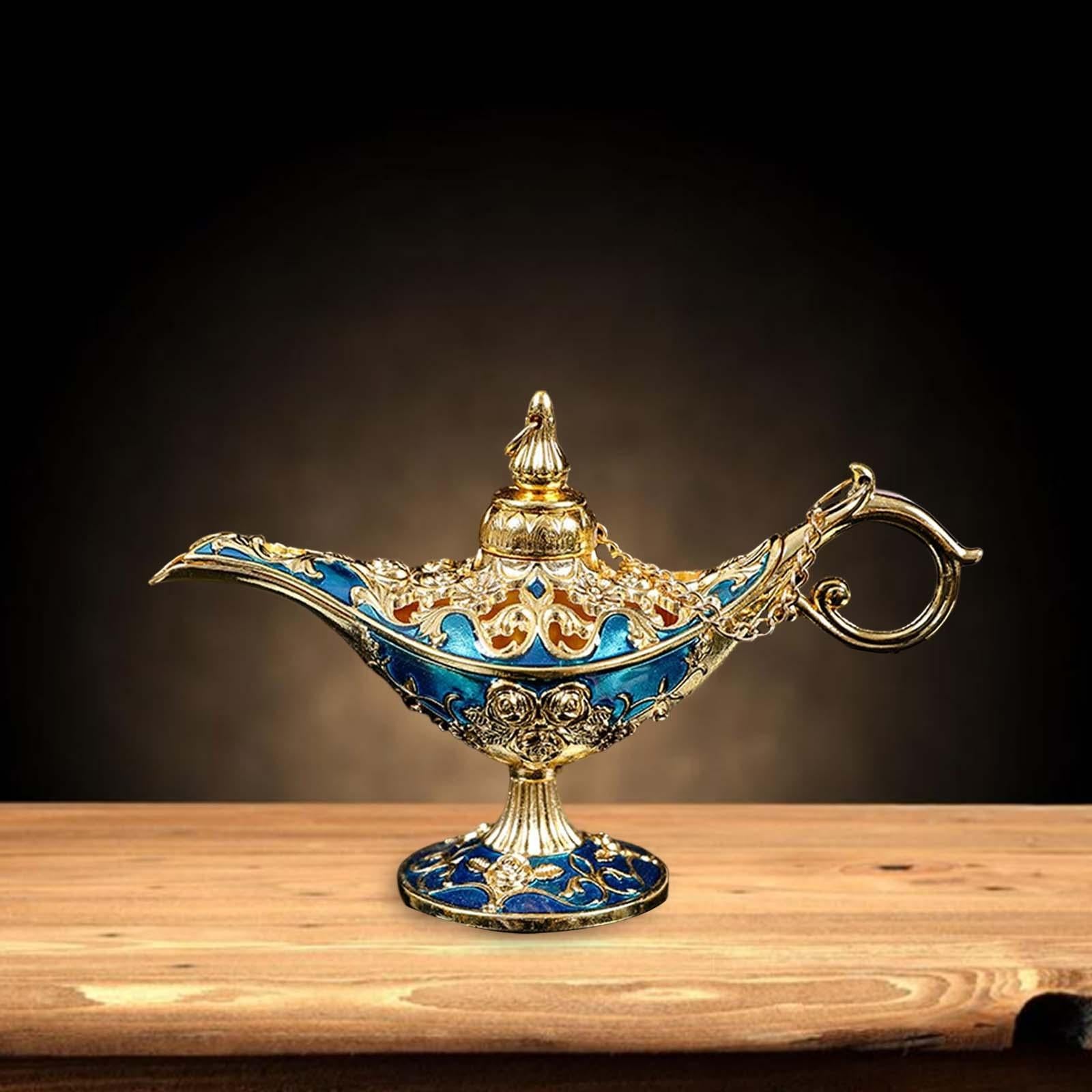 Retro Style Wishing Oil Lamp Pot Arts Crafts for Party Wedding Decoration Blue