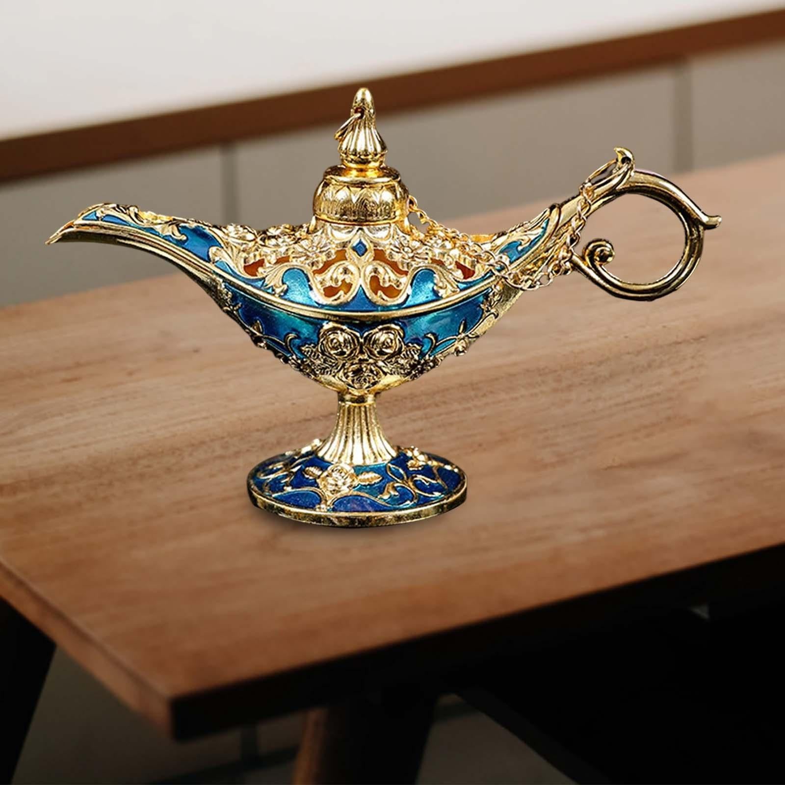 Retro Style Wishing Oil Lamp Pot Arts Crafts for Party Wedding Decoration Blue