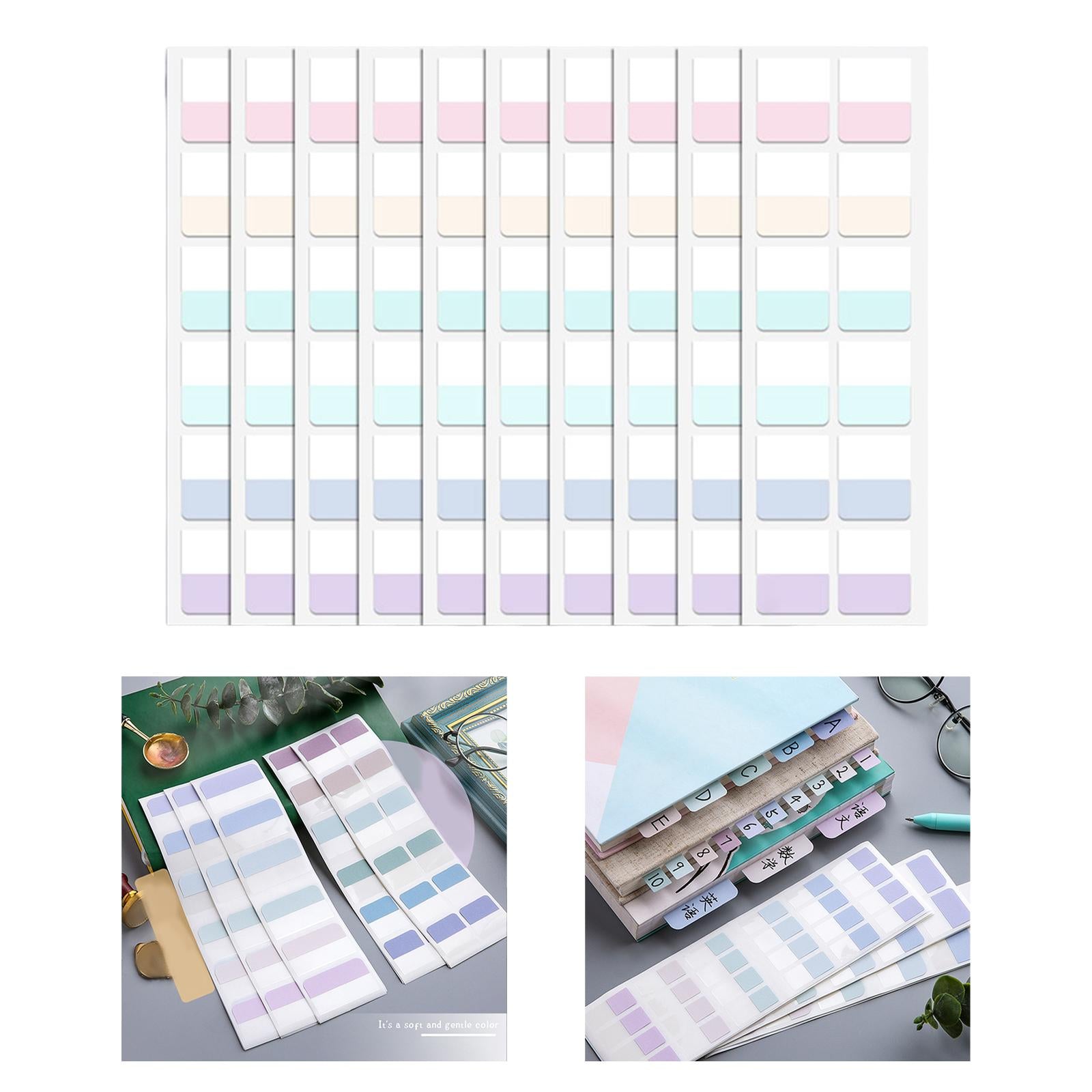 Color Sticky Index Tabs Labels Memo 4 Sheets for Office 4x120pcs light color