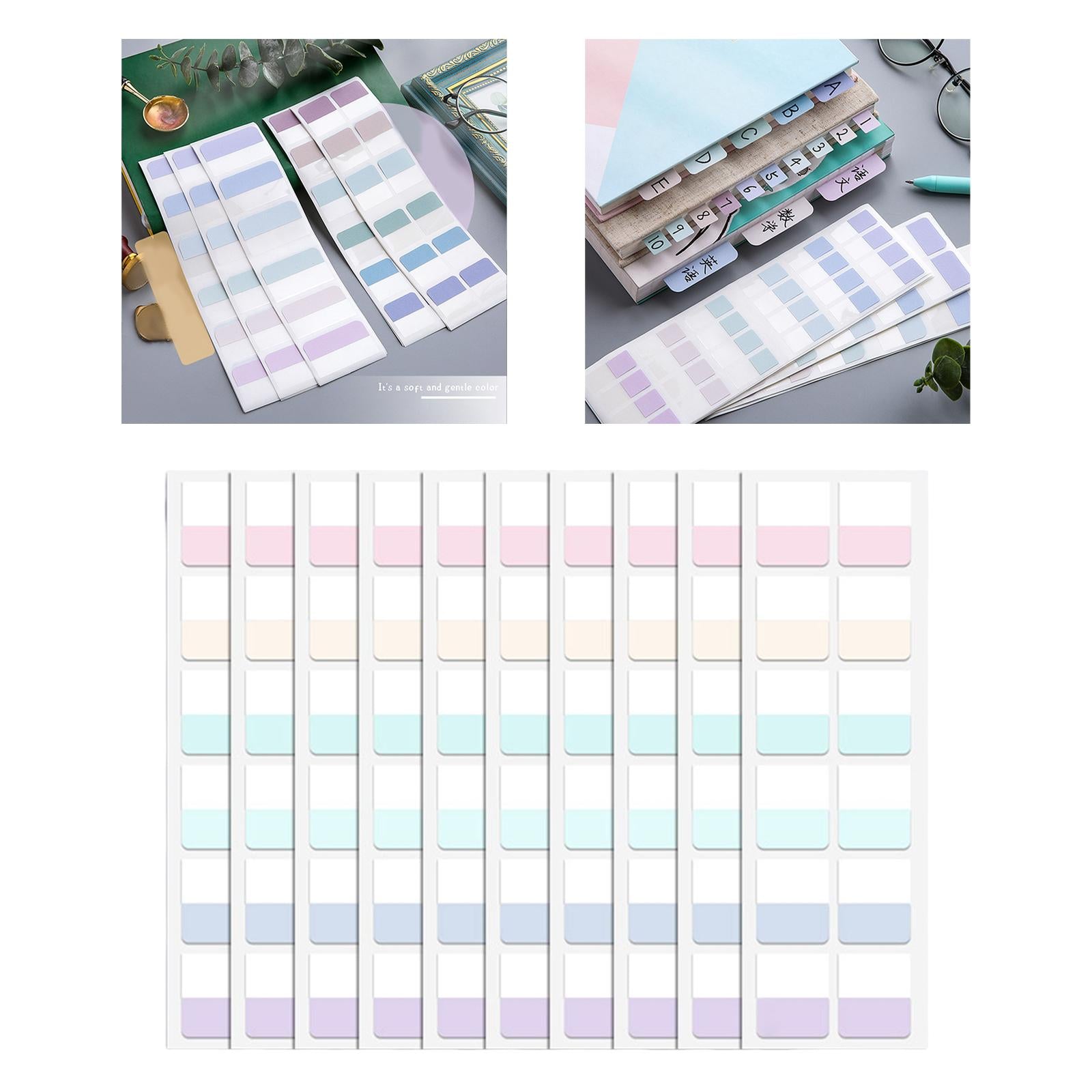 Color Sticky Index Tabs Labels Memo 4 Sheets for Office 4x120pcs light color