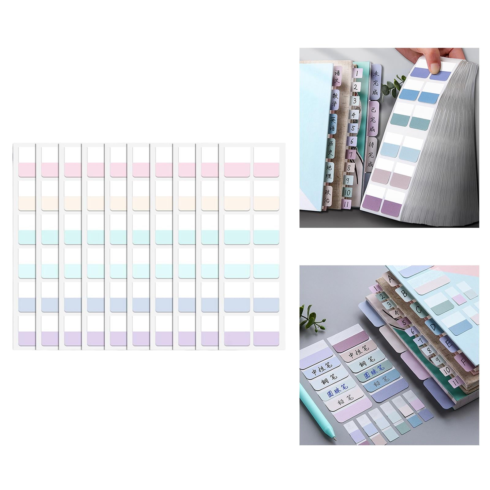 Color Sticky Index Tabs Labels Memo 4 Sheets for Office 4x120pcs light color