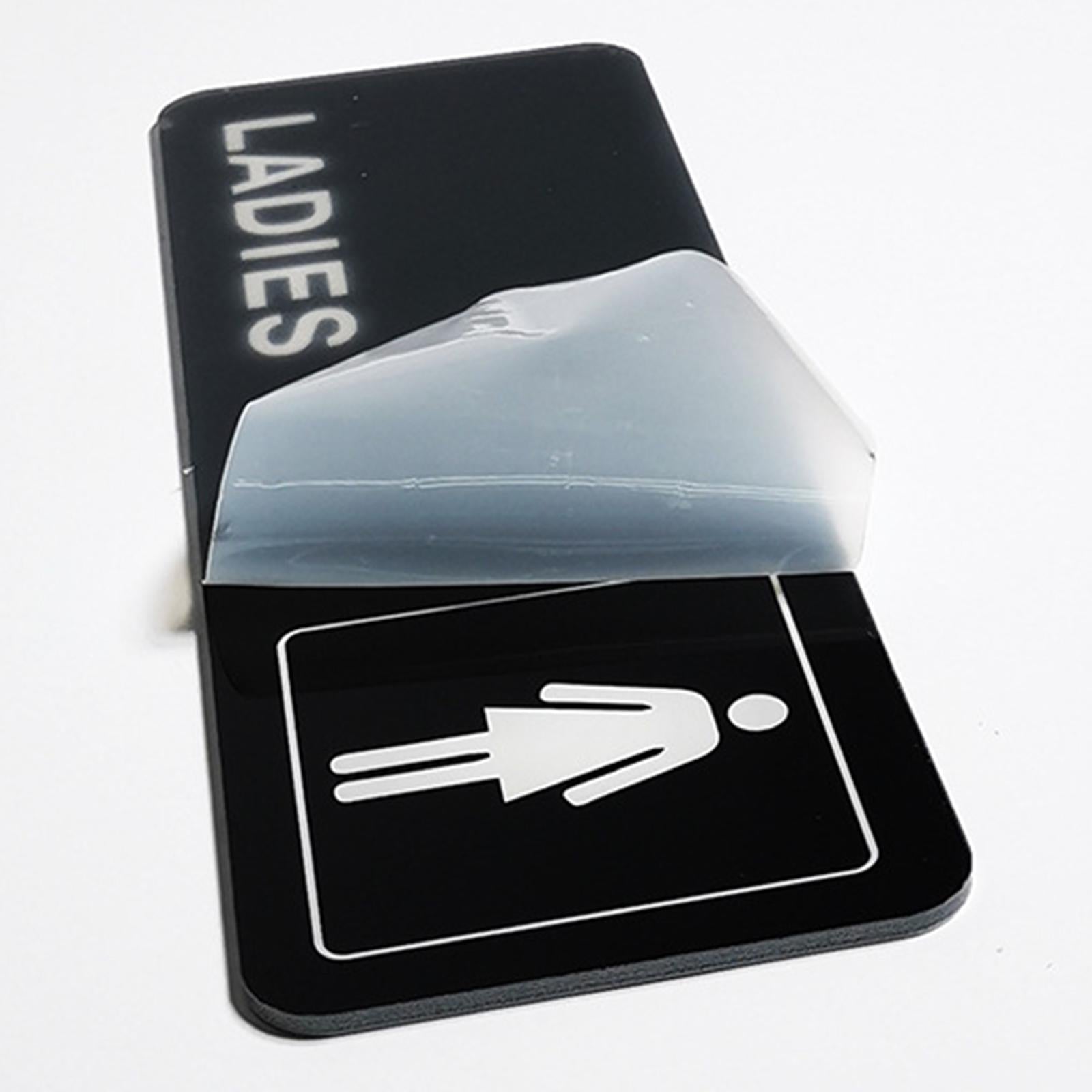 1 Pair Toilet Sign Acrylic Wall Sticker Decor Rectangle for Office Washroom