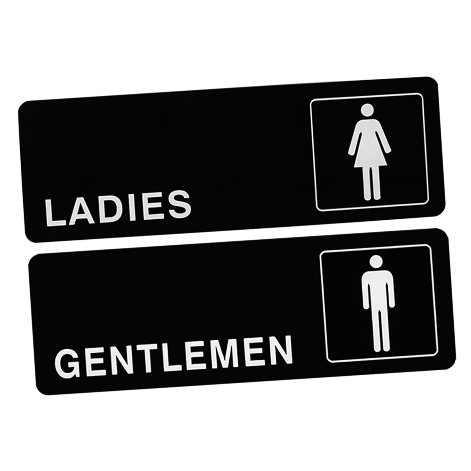 1 Pair Toilet Sign Acrylic Wall Sticker Decor Rectangle for Office Washroom