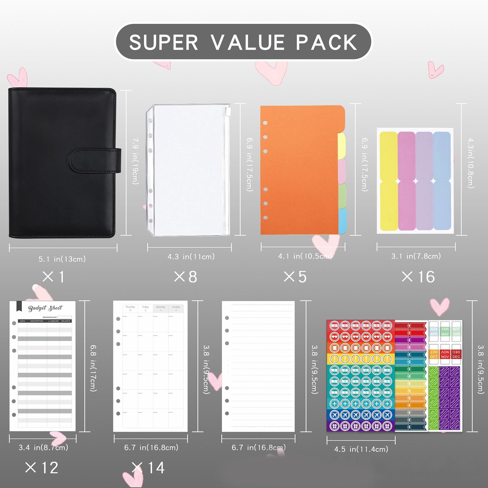 A6 Budget Binder Practical Lightweight Comfortable for Passport Home Cards Black