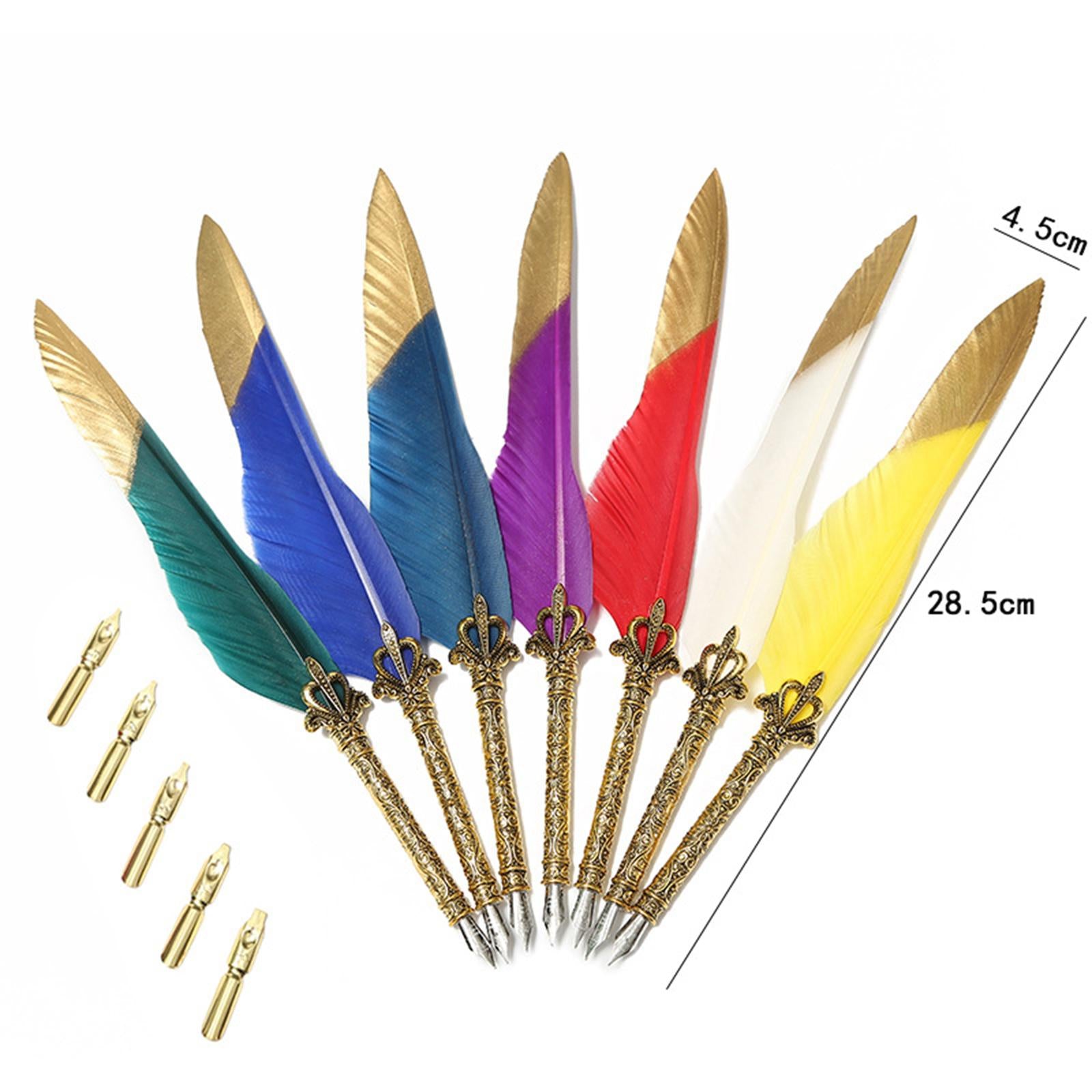 Feather ink Pen Engraved Nib Strong and Sturdy for Decoration Birthday Purple
