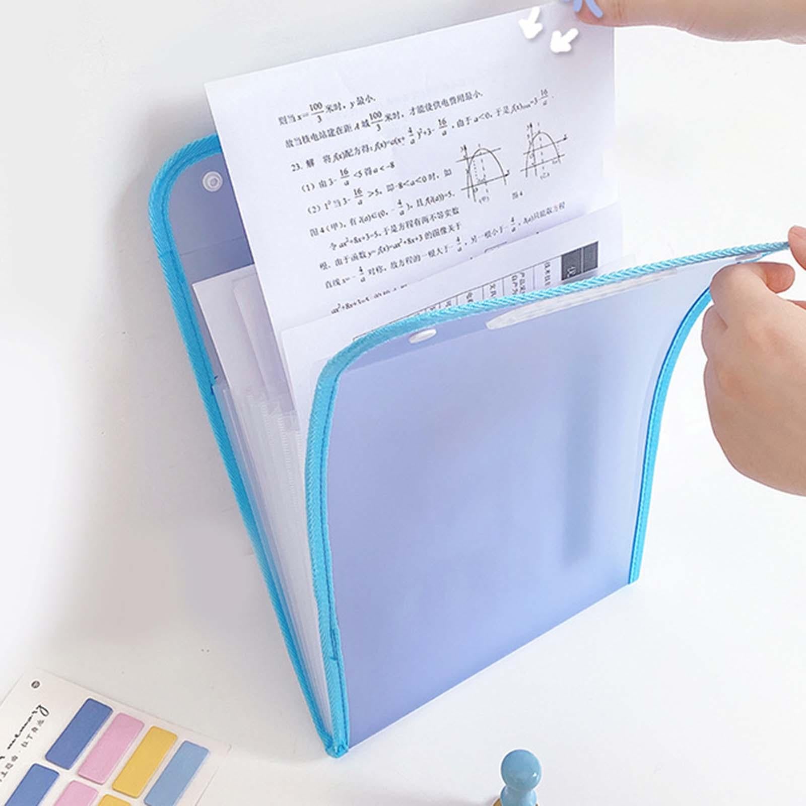 Portable File Folder Paper Storage Large Capacity Gifts Blue 13 Grids