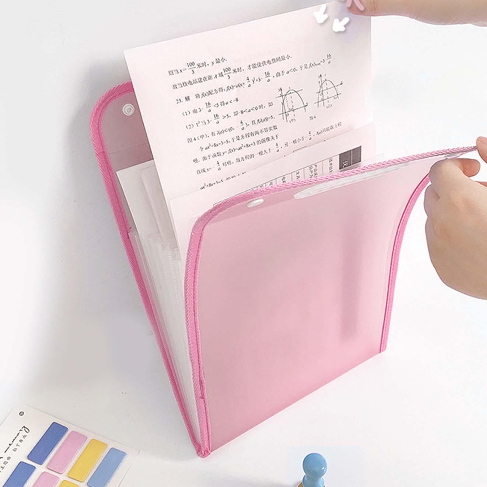 Portable File Folder Paper Storage Large Capacity Gifts Pink 13 Grids
