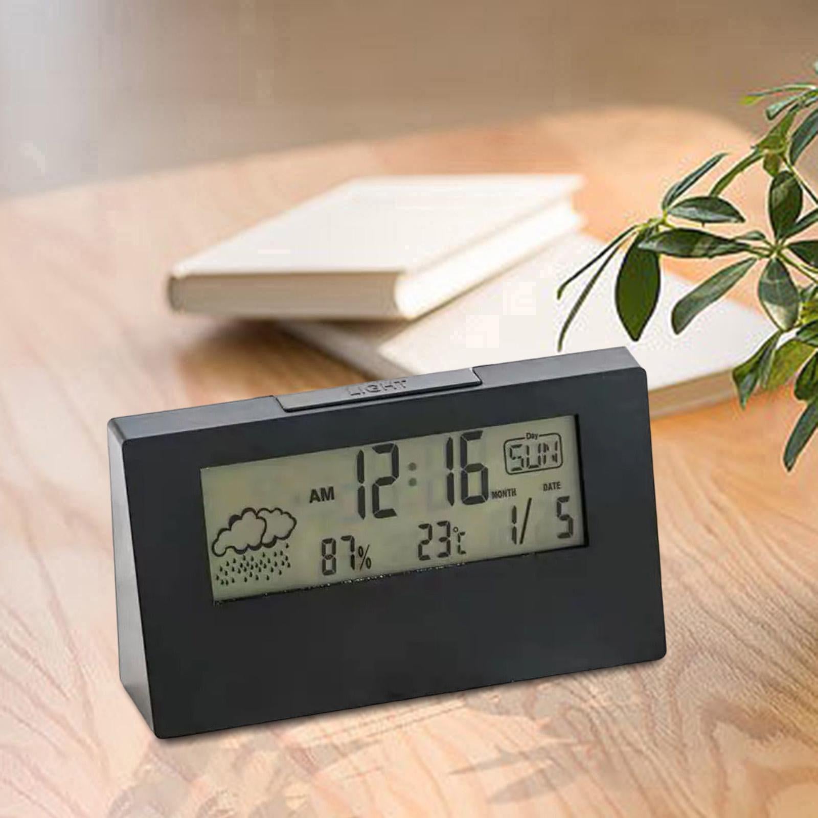 Digital Alarm Clock Compact Exquisite LED Practical for Shelf Indoor Desktop Black with light