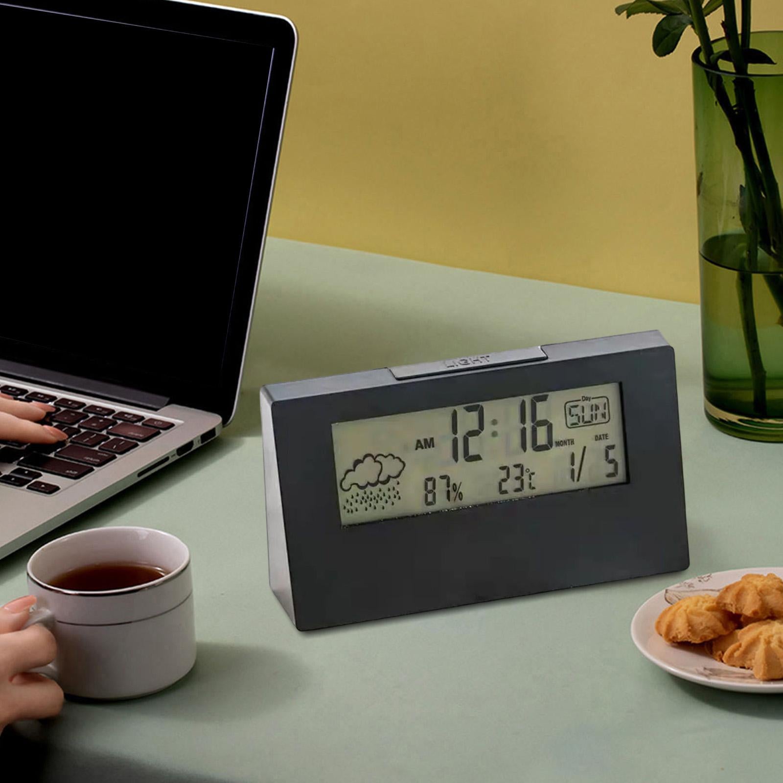 Digital Alarm Clock Compact Exquisite LED Practical for Shelf Indoor Desktop Black with light