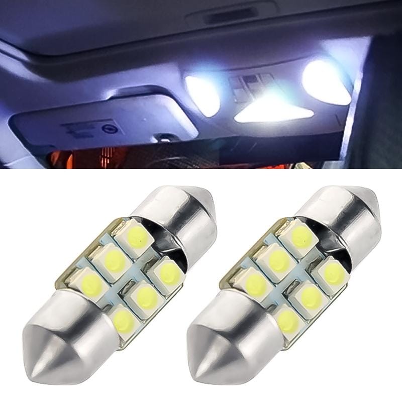 1 Pair 31mm Warm White 6 LED Reading Light Car Bulb (White Light)