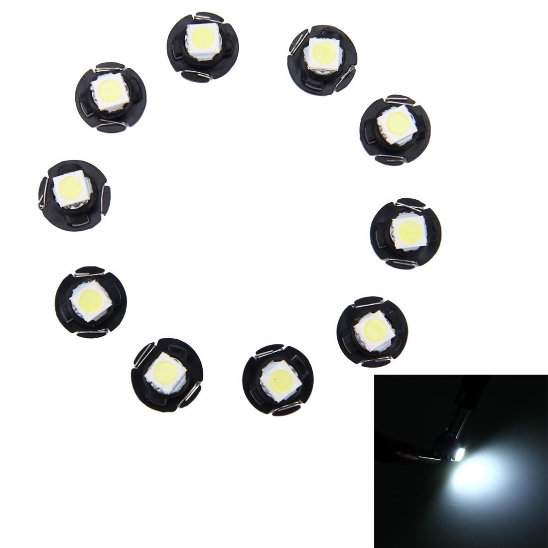 10 PCS 0.5W T4.7 Wedge Instrument Panel LED Light Dashboard Gauge Cluster Indicator Lamp Bulb (White Light)