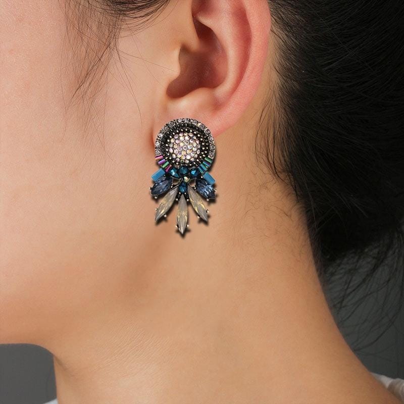 Wedding Colorful Charm Earrings Women Female Fashion Shiny Jewelry Statement Stud Earrings (multicolor)