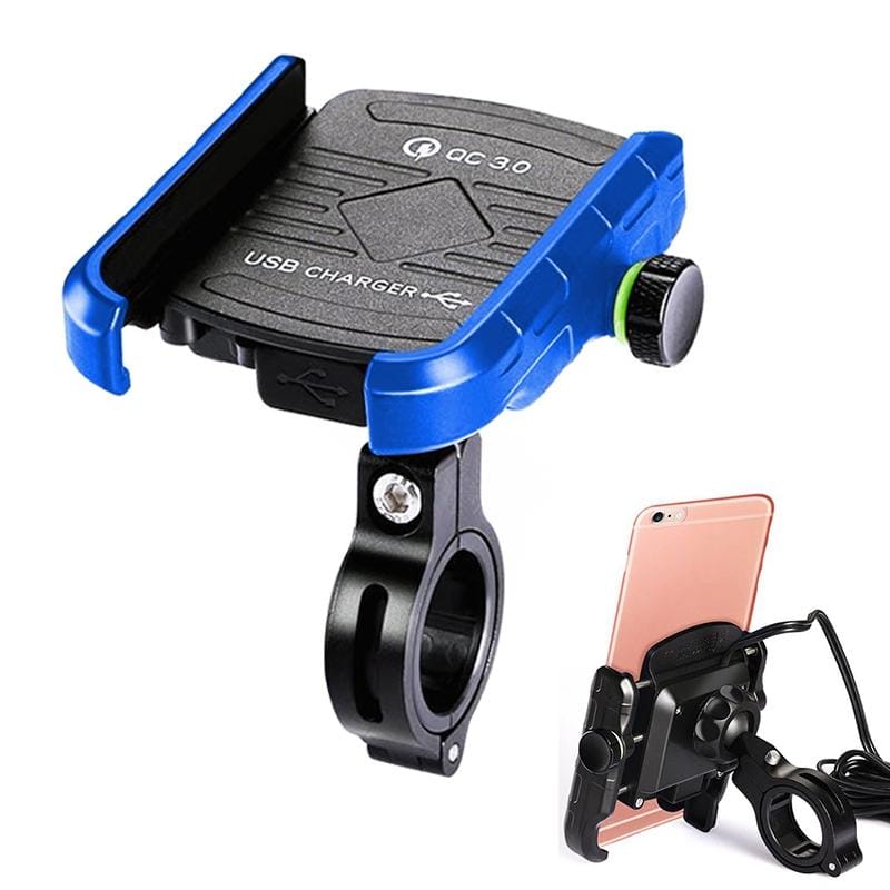 Motorcycles / Bicycle USB Charger QC 3.0 Fast Charging Phone Bracket, Suitable for 6-9cm Device (Blue)