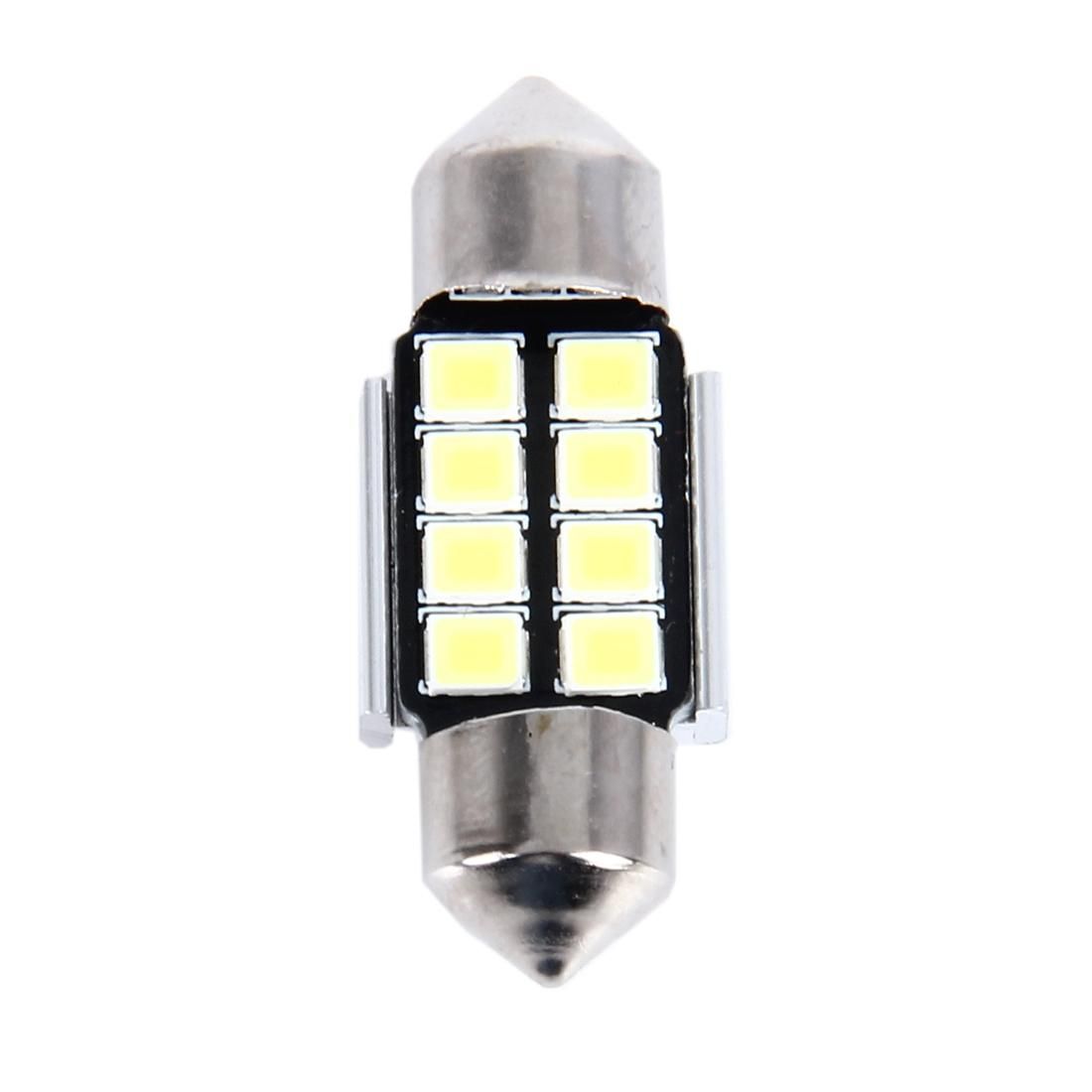 2 PCS 3W 200 LM 6000K 31MM 8 SMD-2835 LEDs Bicuspid Port Decoding Car Dome Lamp LED Reading Light, DC 12V (White Light)