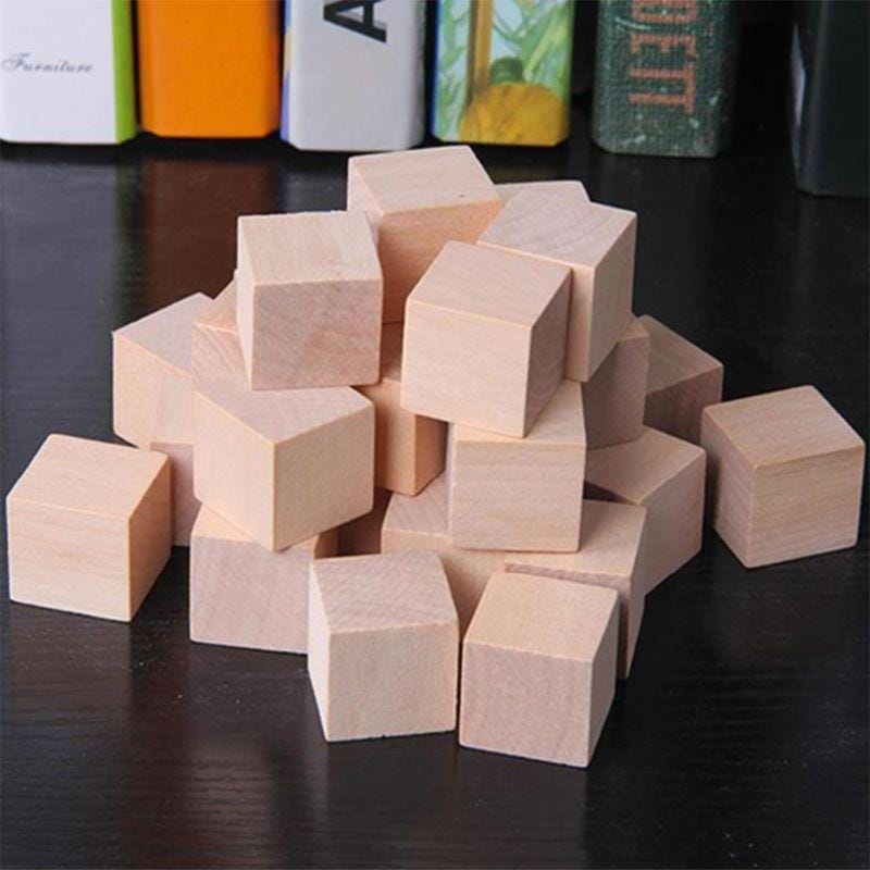 50 PCS / Set Wood Color Elementary School Mathematics Teaching Aid Cube Cube Mold Stereo Recognition Graphics Tool, Size:2cm