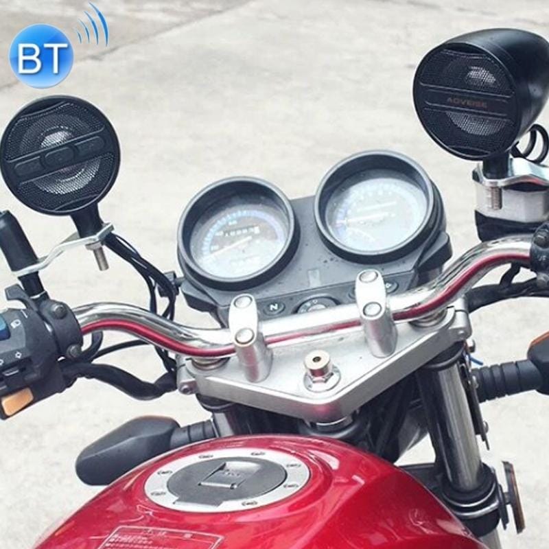 AOVEISE 12V Motorcycle Full Metal Handlebar MP3 Bluetooth Audio Electric Car Waterproof Speaker Card Radio Speaker (Black)