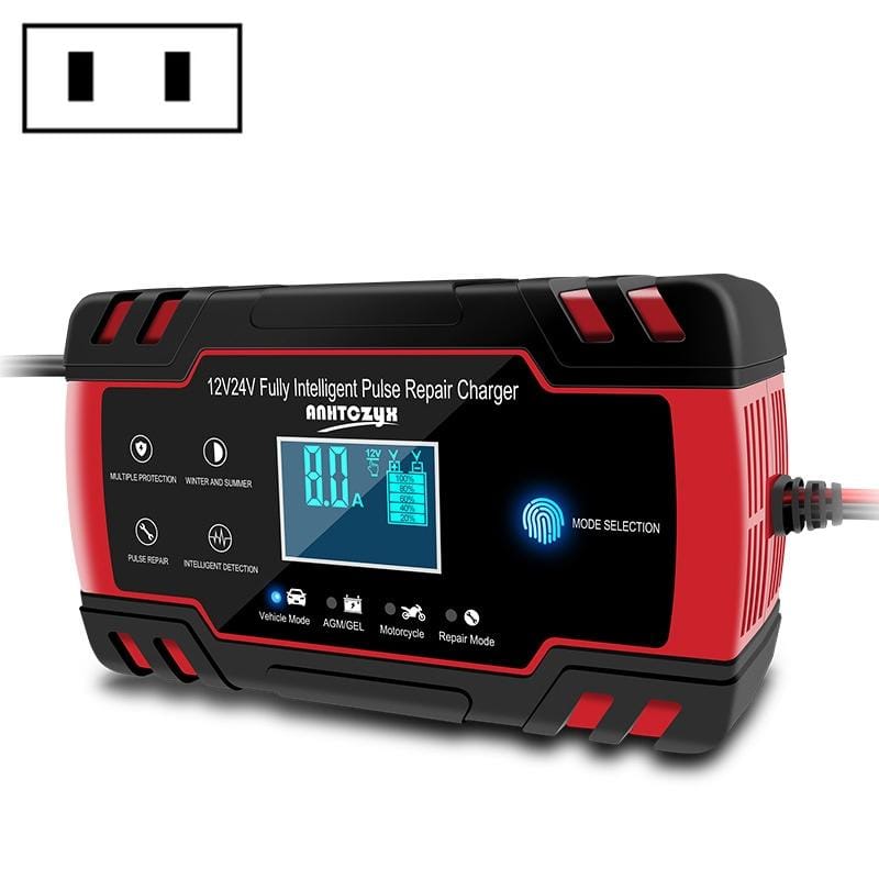 ANHTCzyx 12V 8A  / 24V 4A Automobile Battery Charger Motorcycle Battery Repair Type AGM (US Plug)