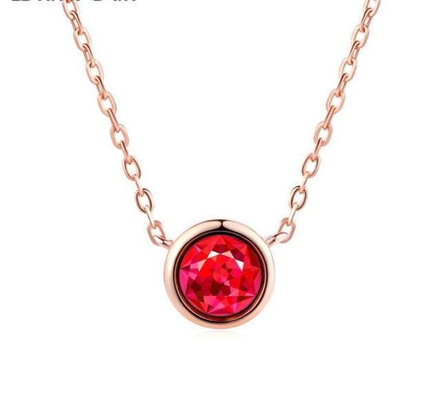 Simple Style Cubic Zirconia Necklaces Pendants Fashion Jewelry Women Chain Accessiories (Fuchsia)