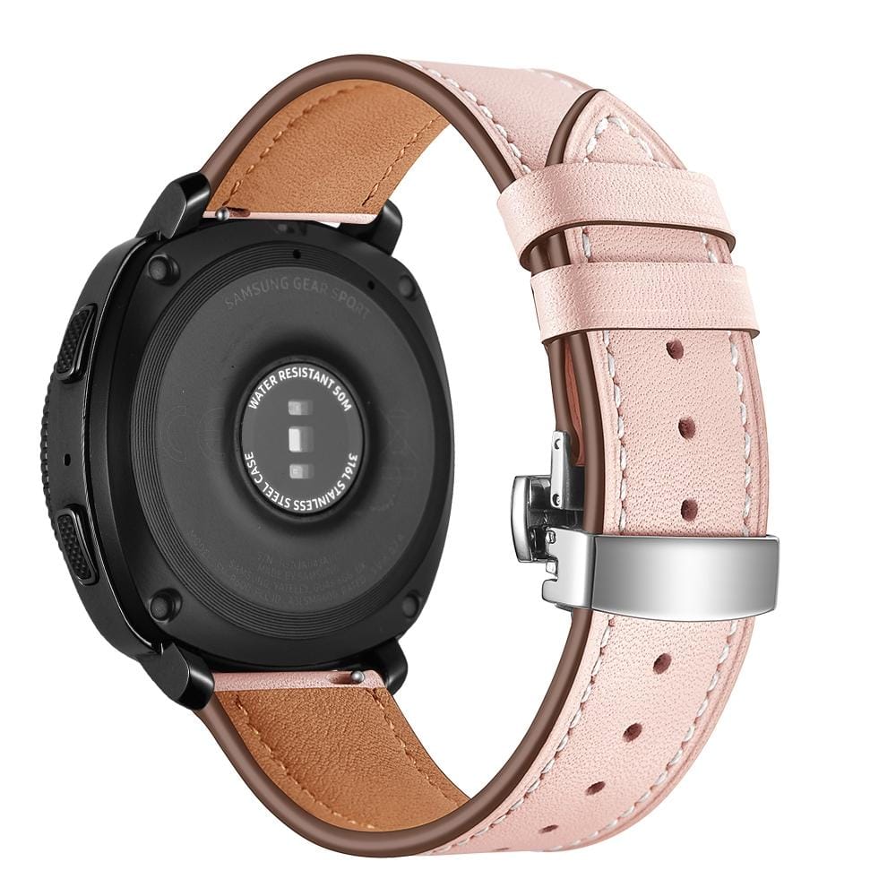 22mm For Huawei Watch GT2e / GT2 46mm Leather Butterfly Buckle Strap Silver Buckle (Pink)