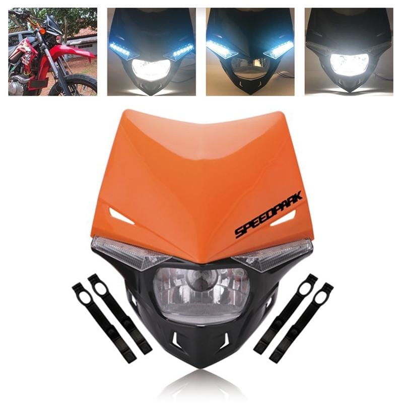 Speedpark Cross-country Motorcycle LED Headlight Headlamp Assembly for (Orange)