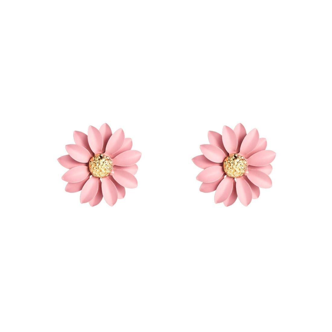 4 Pairs Fashion Temperament Women Flower Earrings (Pink)