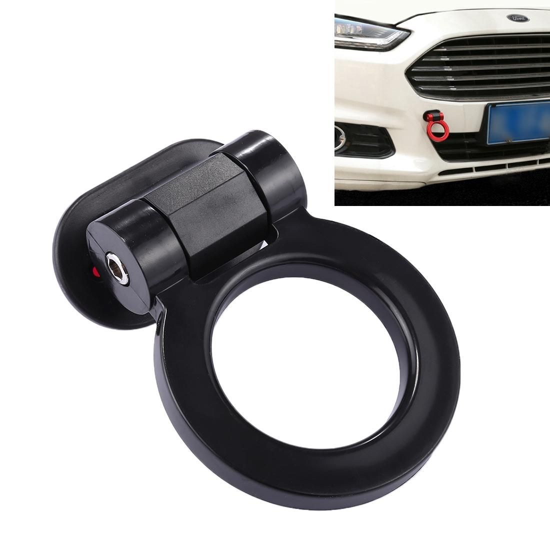 Car Truck Bumper Round Tow Hook Ring Adhesive Decal Sticker Exterior Decoration (Black)