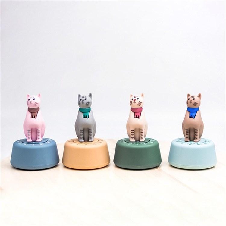 Cartoon Cat Shape Countdown Timer Student Learning Time Manager Kitchen Timer Mechanical Reminder (Yellow)