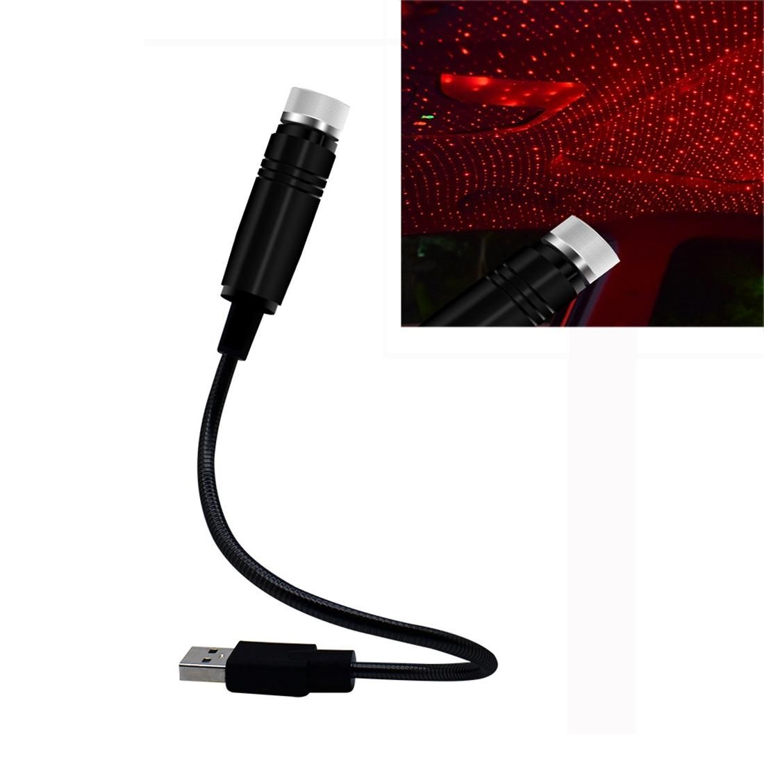 Car USB Star Dome Projector Hose Light, Constantly Bright Version (Red)