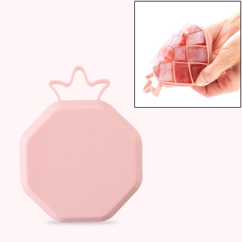 DIY Ice Cube Mold Creative Fruit Shape Ice Box with Lid, Style:Pineapple (Pink)
