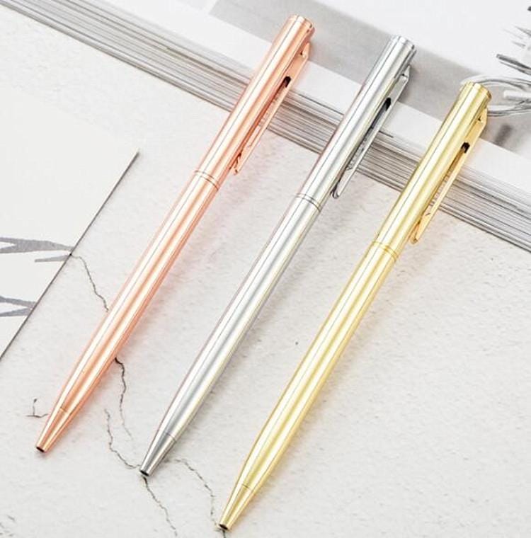 Metal Ballpoint Pen Office Stationery Business Plated Sign Pen, Written:Bullet Type 1.0 (Rose Gold)