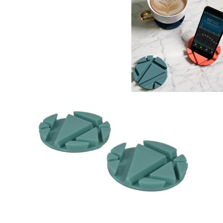 2 PCS Multifunctiona Mobile Phone Lazy Stand Desktop Heat-resistant Rubber Coaster (Green)