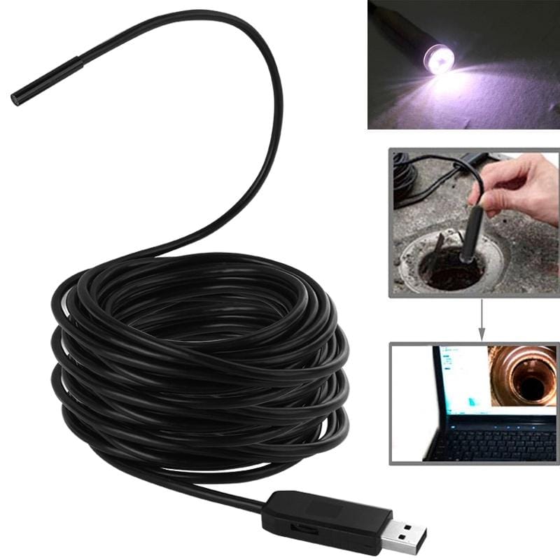Waterproof USB Endoscope Inspection Camera with 6 LED, Length: 15m, Lens Diameter: 5.5mm (Black)