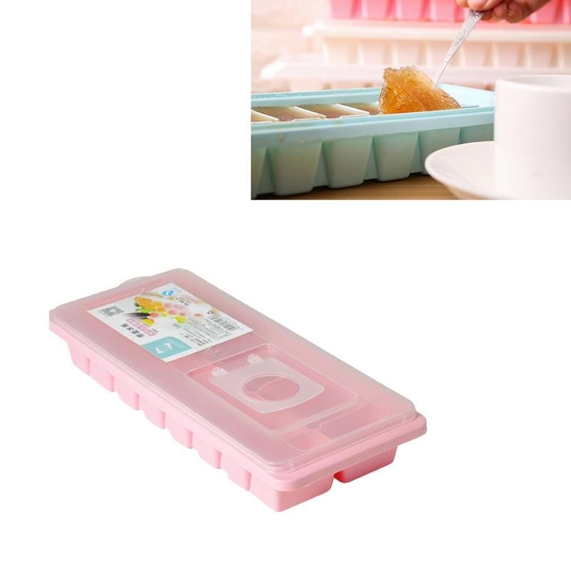 Candy Color Creative Ice Cream Ice Lattice Ice Cube Mold with Lid (Pink)