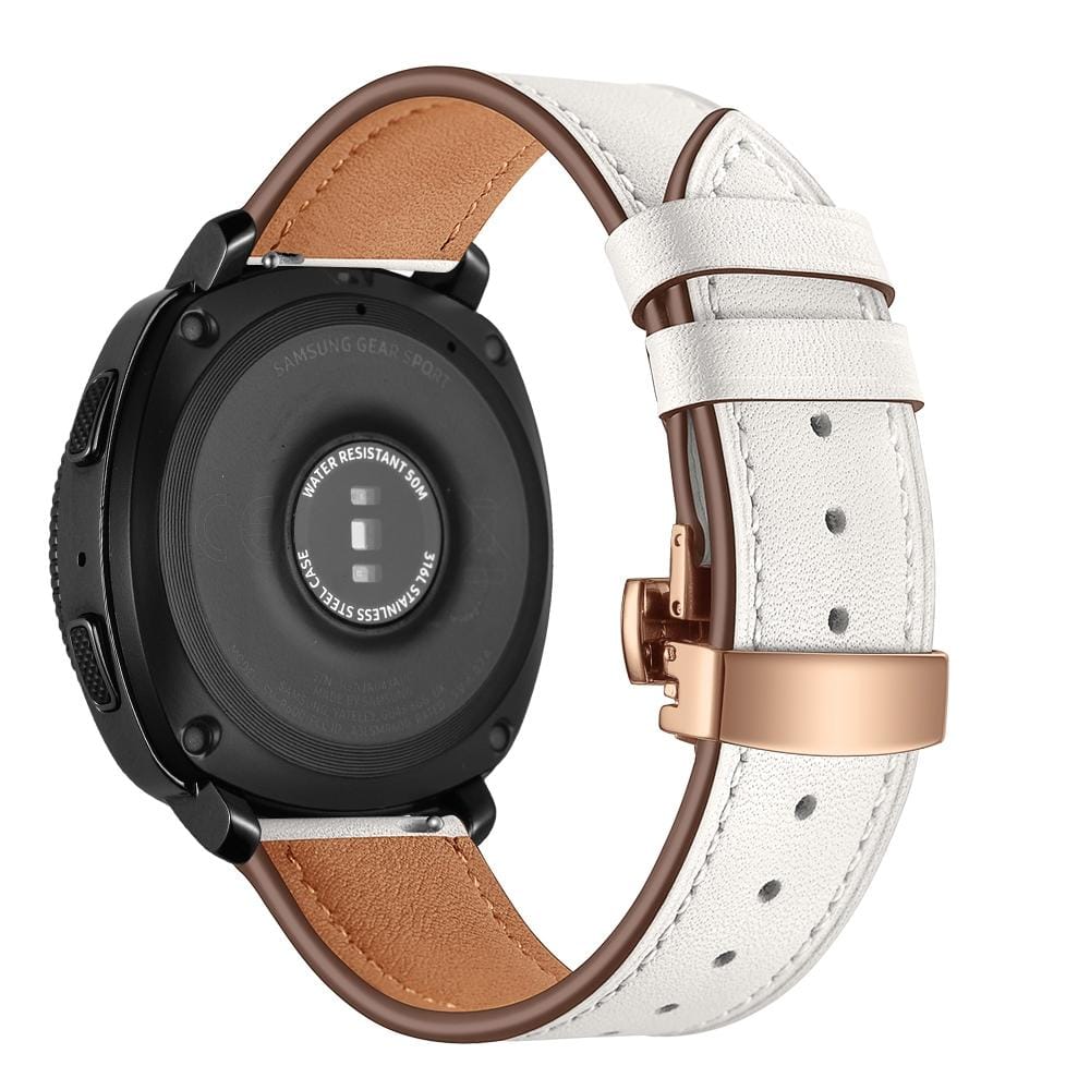 22mm For Huawei Watch GT2e / GT2 46mm Leather Butterfly Buckle Strap Rose Gold Buckle (White)