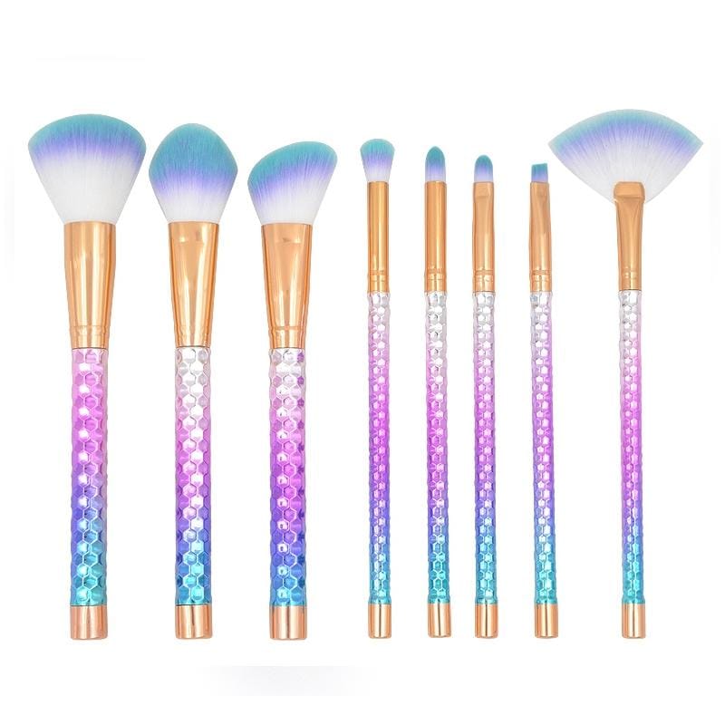 8 in 1 Honeycomb Handle Multi-functional Makeup Brush, Black Handle and Black Brush (Style4)