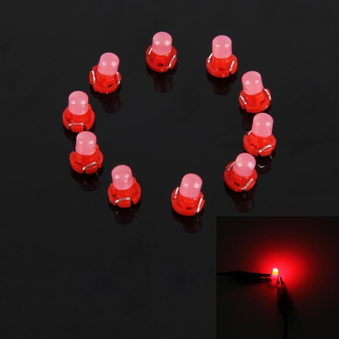 10 PCS 2W T3 Wedge Instrument Panel LED Light Dashboard Gauge Cluster Indicator Lamp Bulb (Red Light)