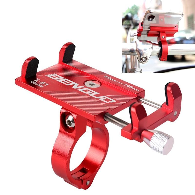 Motorcycle Handlebar Aluminum Alloy Phone Bracket (Red)