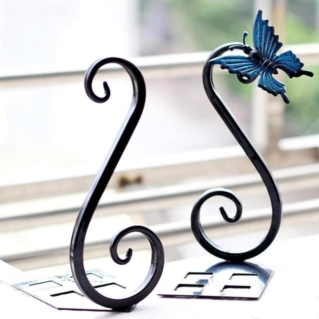 1 Pair Metal Bookends Home Office School Book Craft Creative Vintage Butterfly Decoration (Black)