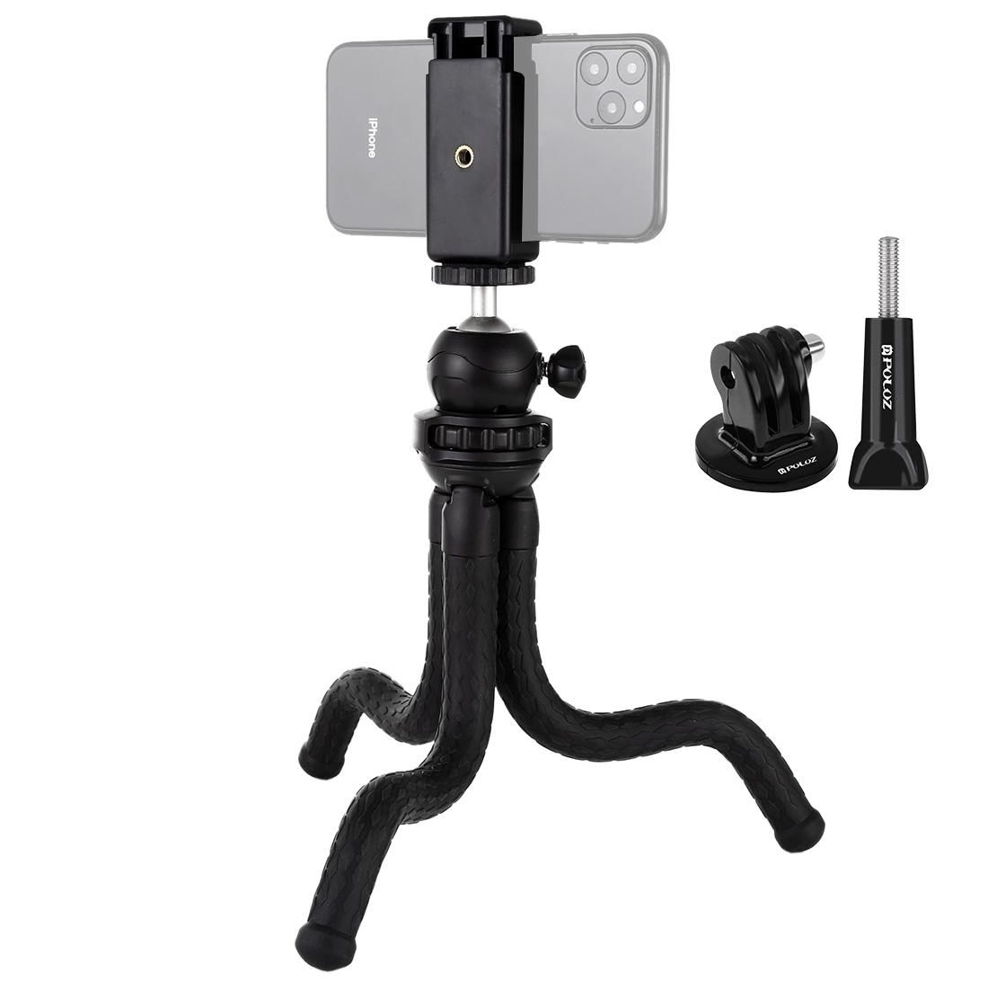 PULUZ Mini Octopus Flexible Tripod Holder with Ball Head & Phone Clamp + Tripod Mount Adapter & Long Screw for SLR Cameras, GoPro, Cellphone, Size: 30cmx5cm