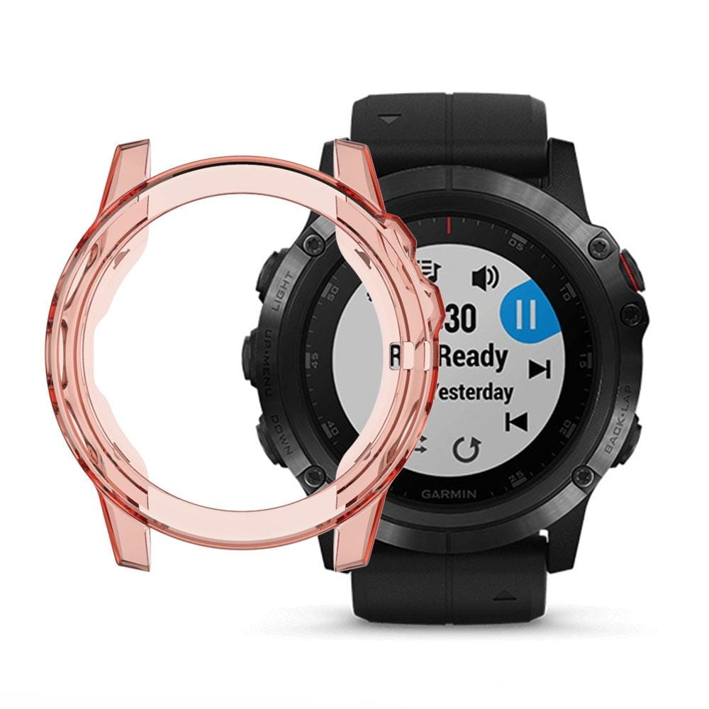 Suitable for Garmin Fenix 5 & 5 Plus transparent TPU Silica Gel Watch Case (Transparent orange)