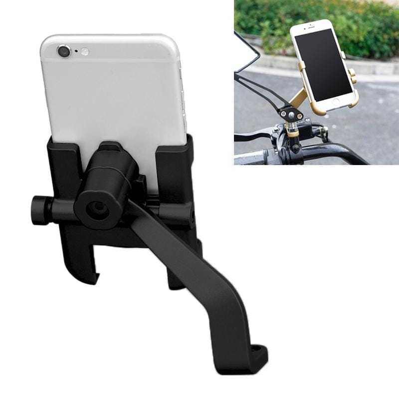 Motorcycle Rear View Mirror Aluminum Alloy Phone Bracket, Suitable for 60-100mm Device (Black)
