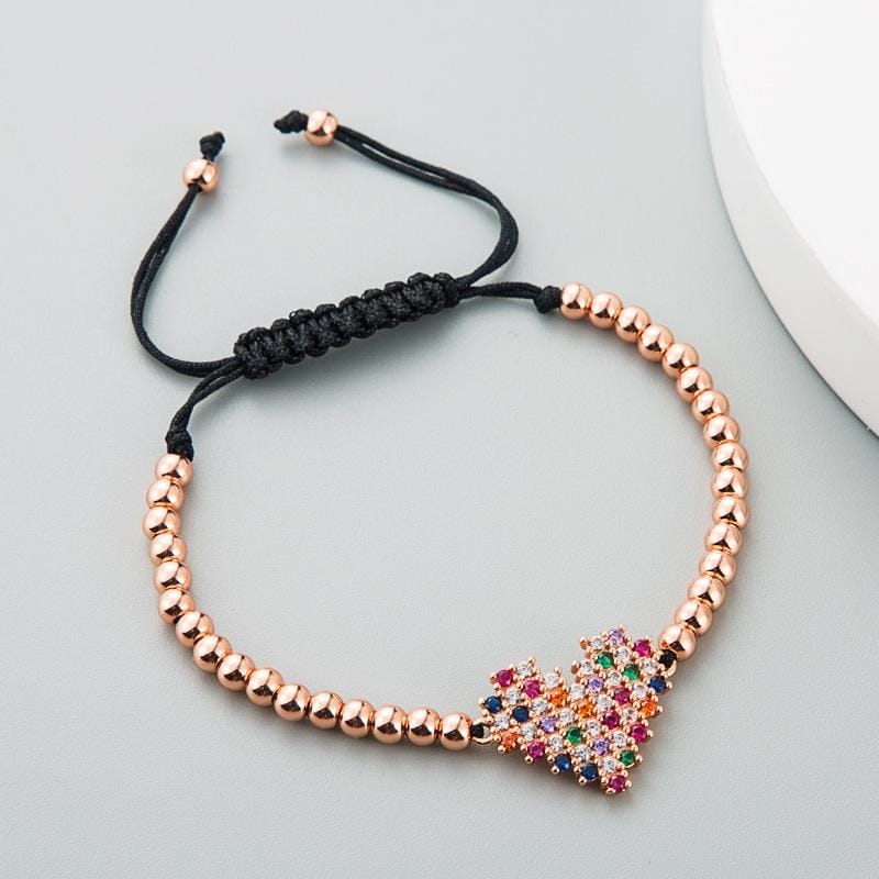Simple And Fresh Ladies Bracelet Creative Color Copper Micro-inlaid Zircon Heart-shaped Bracelet