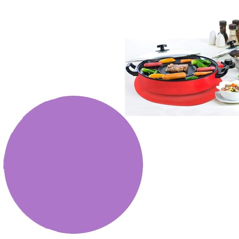 3 PCS 12 Inch Food Grade Silicone Microwave Oven Mat Round Silicone Placemat Non-Slip Insulation Mat (Purple)